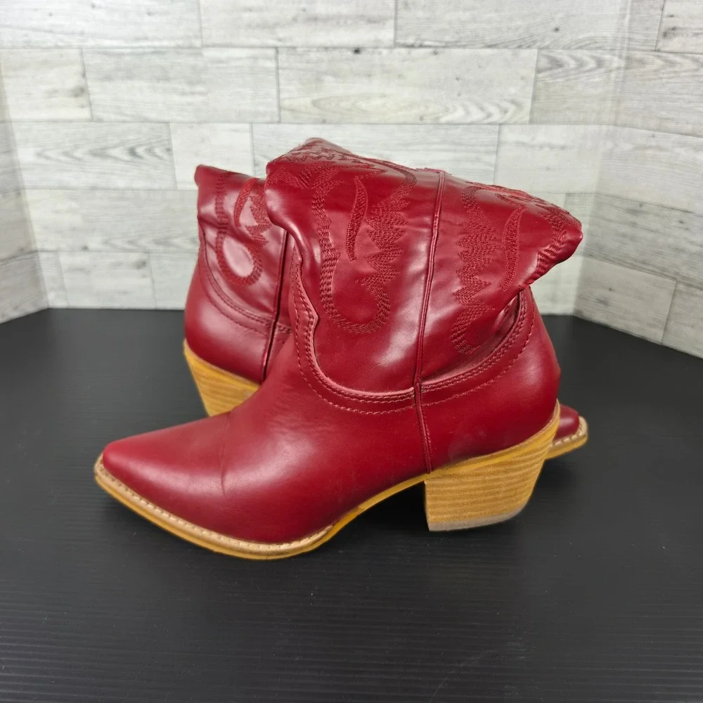 Arider Girl Kids Red Western Cowboy Boots Pointed Toe Stacked Heel Size 7 EUR 37